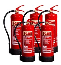 5 x 6 LITRE FOAM FIRE EXTINGUISHERS CE MARKED+ BRACKETS