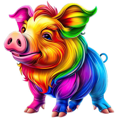 Rainbow Pig Sticker 4'' Beautiful Colorful Vivid Bright Summer Vibrant