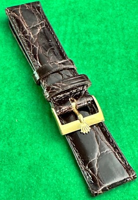 ROLEX尾錠 16mm GENUINE CROCODILEベルト19mm ROLEX 16mm Steel Logo Buckle 19mm Black Crocodile Pattern