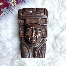 Artisan Hand Carved Wooden Tiki Tribal Home Decor Accessory Artsy Heavyweight