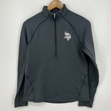 Minnesota Vikings 1/4 Zip Pullover Sweatshirt Women's M Gray Cutter & Buck