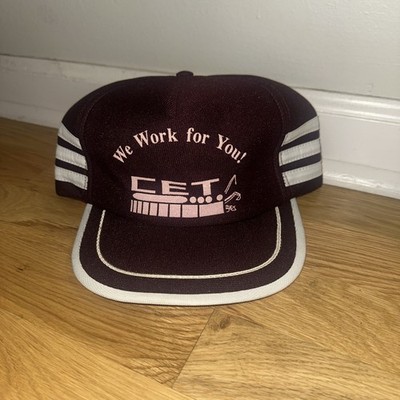 VTG We Work For You CET 3 Stripe Trucker Hat 80s Clean