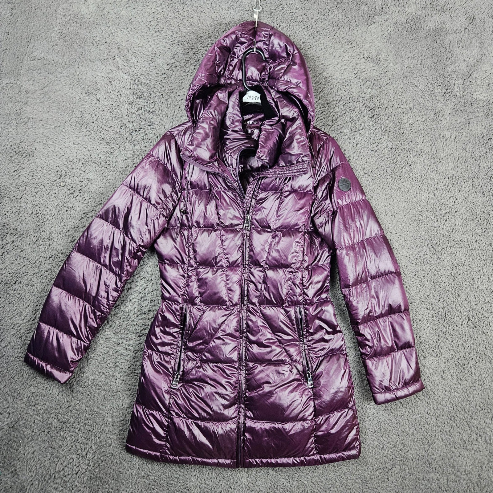 Andrew Marc Womens Purple Packable 650 Down Puffer Jacket Hooded Small