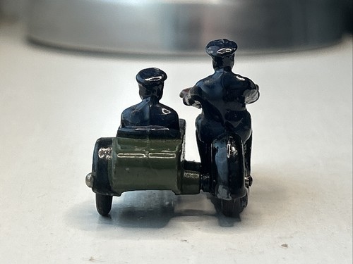 DINKY POLICE MOTORCYCLE PATROL 42b Black Motorcycle, Blue Rider, Vintage 1946-49 - Picture 8 of 16
