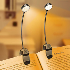2 Pack 10 LED Rechargeable Book Light for Reading in Bed - Eye Caring 3 Color