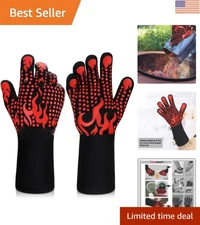Aramid Heat Resistant Grill Gloves, 1472°F Dual-Layer BBQ Cooking Mitts 1 Pair&=