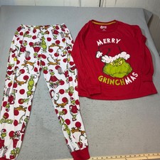The Grinch Merry Grinchmas Pajama Set Kids Size M 8-10 Red White Christmas PJs