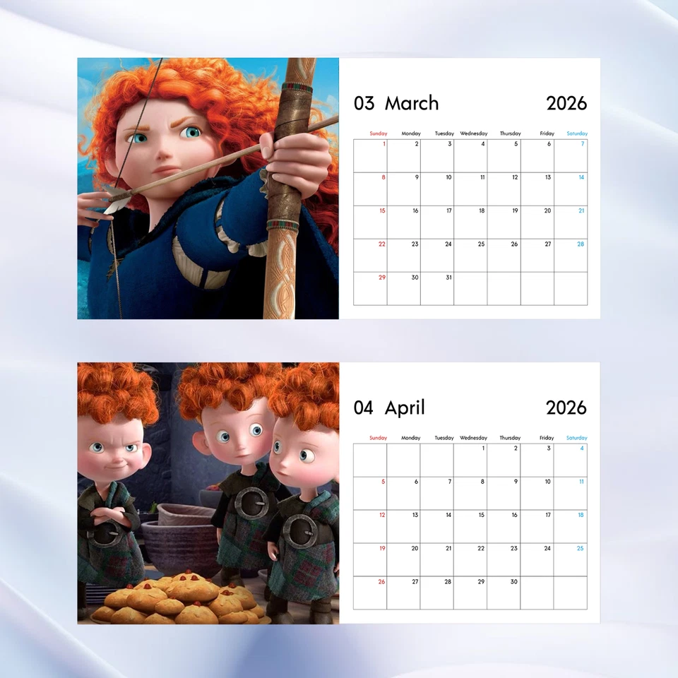 Calendario Brave 2026, Calendario de Pared Princesa Mérida Disney Pixar, Regalo Fantasía Foto 3 de 4