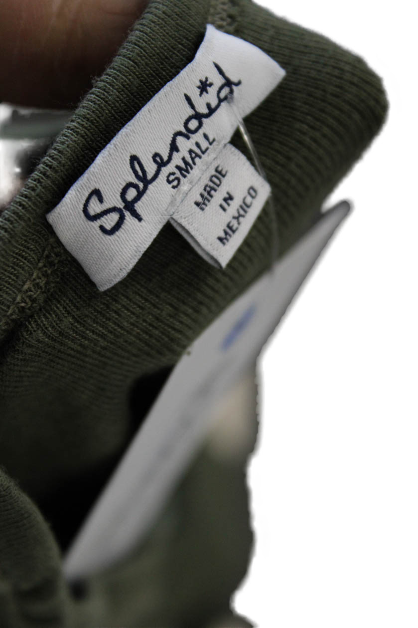 Splendid Womens Basic Army Green Long Sleeve Crew… - image 4