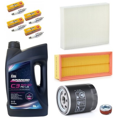 5L PRO OIL & FILTERS & PLUGS FULL SERVICE KIT FOR FIAT GRANDE PUNTO 1.4 2005-14