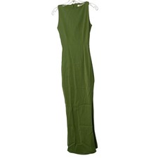 House of CB Filomena Side Slit Maxi Dress Dill Green Sleeveless Matte - XSmall