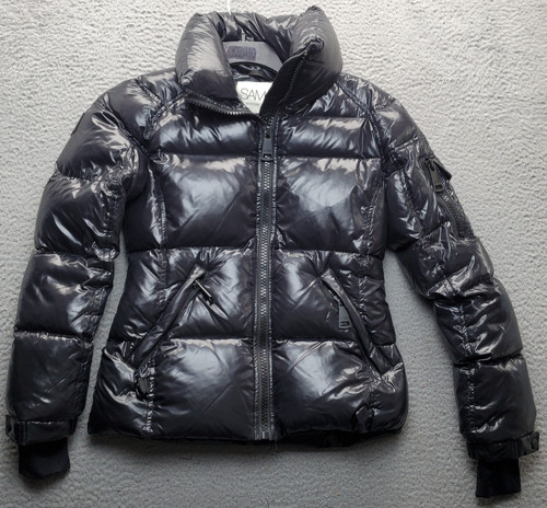 SAM. New York Freestyle Down Puffer Jacket Womens S Black Zipped Pocket Full Zip