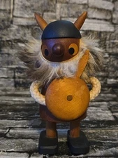 Vintage Sveistrup Denmark VIKING MCM Wood Teak Folk Art Figure Unsigned RARE