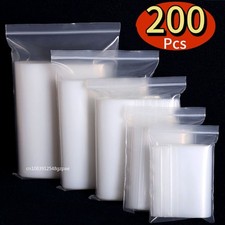 100-200 Clear Reclosable Zip Plastic Lock Bags Poly Jewelry Zipper Baggies