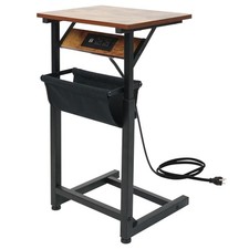 C-Shaped End Table Sofa Couch Side Table Adjustable Height with Charging Station