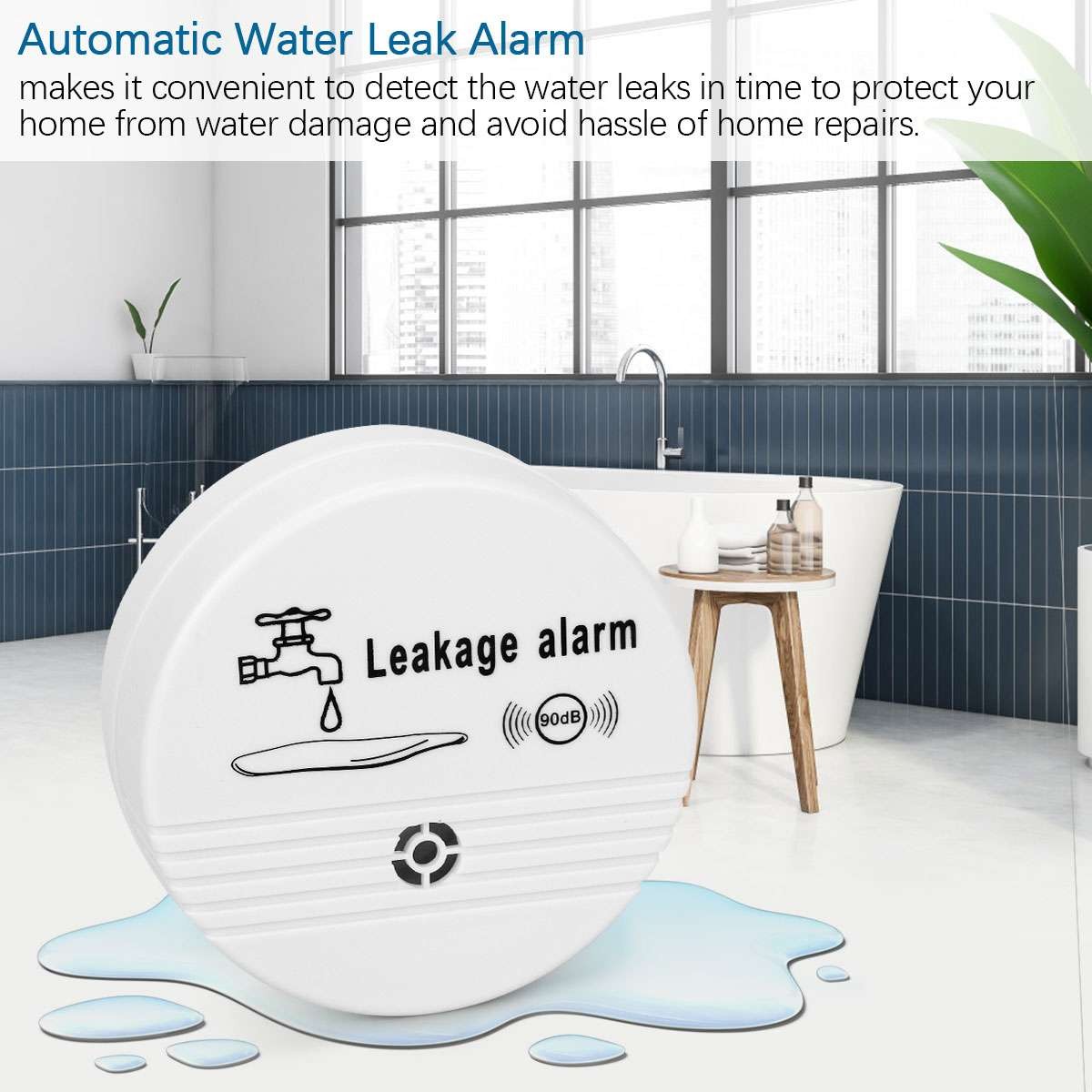 Intelligent Water Leak Detector Alarm 90dB Voice Water Leak Sensor Flood Alert