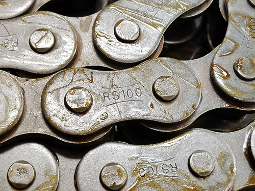 TSUBAKI GLIEDERRIEMEN 10' ROLLENKETTE 1,25" TEILUNG 1 STRANG NIETE STAHL RS100 - Bild 3 von 4