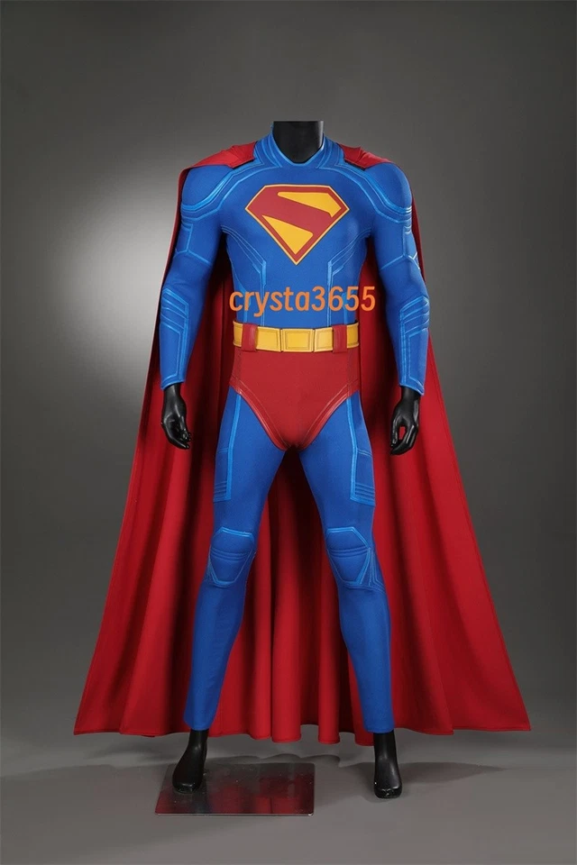 2025 Superman Cosplay Costume Superhero Halloween Outfit Blue Jumpsuit Boots Lot - Image 3 of 4
