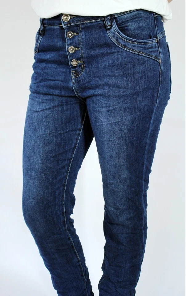 KAROSTAR ★ JEANS HOSE BOYFRIEND BAGGY STRETCH KNOPF BLAU NEU 38 40 42 44 46 48 - Bild 3 von 4