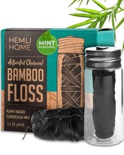 Natural Charcoal Bamboo Dental Floss, 3-Pack - Organic, Eco, Pfas Free - Reus...