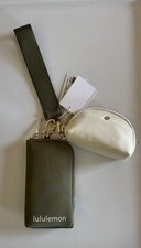 New Lululemon Dual Pouch Wristlet Wallet BALF/LTIV/GOLD Green Ivory Gold