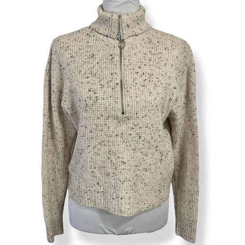 William Rast Cropped Zip Turtleneck Sweater Size S Ribbed Waffle Knit Pullover