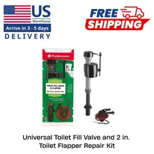 Fluidmaster Universal Toilet Fill Valve & 2 in. Flapper Repair Kit Easy Install
