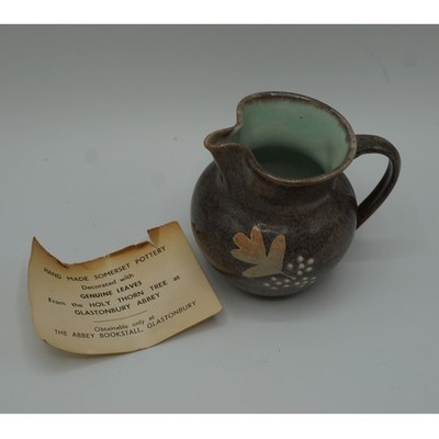 Glastonbury Abbey Pottery Creamer Pitcher Holy Thorn Tree Leaf
