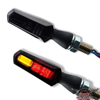 GERMANY MOTORSPORTS Motorrad LED 3in1 Mini Rücklicht Bremslicht Blinker Cob Dark Scuro e-geprüft 12V