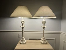 Tete De Femme Table Lamp Set Pair - Alberto Giacometti 1960’s White Enamel Metal