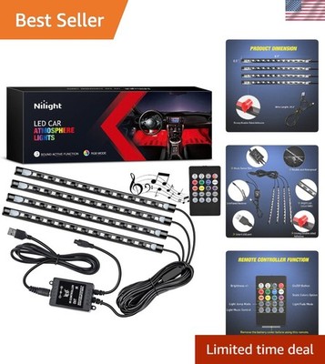 48 LED Multicolor Music Sync Car Strip Lights - USB Ambient Lighting Kit