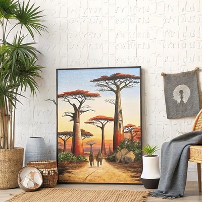 Avenue of the Baobabs Abstrakt Madagaskar Wand Afrikanische Bäume Landschaft Unikat 0