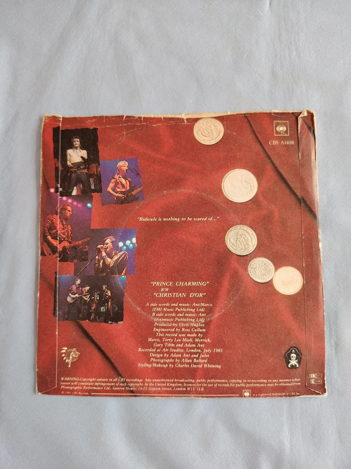ADAM AND THE ANTS "PRINCE CHARMING" 1981 7" VINYL SINGLE IN A PICTURE SLEEVE - Image 4 of 4