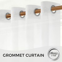 Voile Gardinen 137X140Cm Weiß 2Er Set Mit ÖSen Halbtransparent Leinenoptik