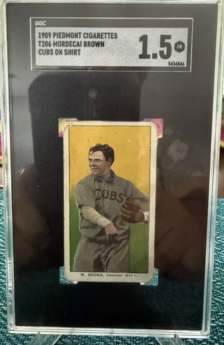 Mordecai Brown [Cubs on Shirt] 1909 T206 Piedmont 150 card