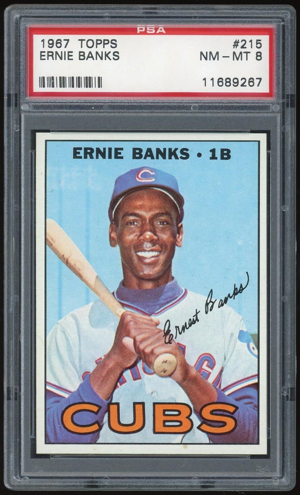 1967 Topps #215 Ernie Banks PSA 8 *9267