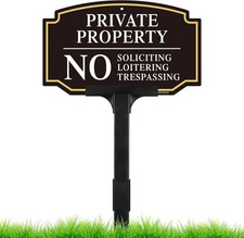 Private Property No Trespassing Sign with Stake Set, No Soliciting Sign for Hous