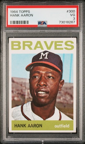 1964 TOPPS #300 HANK AARON 🔥PSA 3 VG🔥  HALL OF FAME BRAVES ALL TIME GREAT!