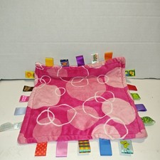 TAGGIES BLANKIE Pink with White Circles Blanket Lovey Sensory Baby Toy Soft