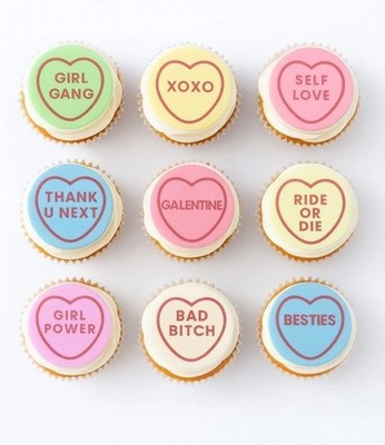 12 x 2 Zoll Essbar Sortiert Galentin Oblate Liebe Herz Kuchen Getränk Topper UNGESCHNITTEN