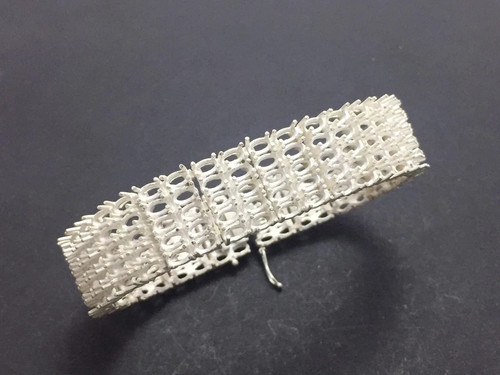 925 Sterling Silver Semi Mount Bracelet Setting 3x5 mm Oval Multi Line Bracelet