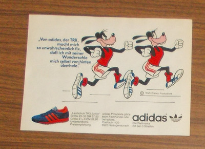 Seltene Werbung ADIDAS Sport Goofy Trainingsschuh Laufschuh TRX Junior 1981