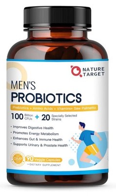 NATURE TARGET Probiotics for Men 100 Billion CFUs Gut Prostate Health 90 Caps
