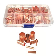 250Pcs/Set 7 Size Wire Ferrules Kit Non Insulated Red Copper Crimp Connector