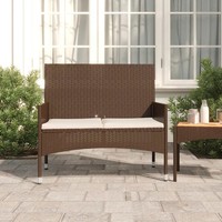 Poly Rattan Gartenbank 2-Sitzer Mit Kissen Braun