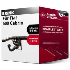 Anhängerkupplung abnehmbar + E-Satz 7pol universell für Fiat 500 Cabrio 09- neu