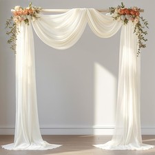 1 PCS 30 Inch x 20FT Ivory Sheer Wedding Arch Draping Fabric Backdrop Curtains