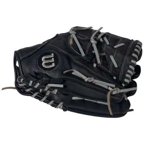 WILSON A500 Gant de baseball utilitaire pour jeunes, main droite, noir/gris/bleu 31,8 cm