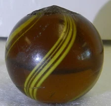 #20034m Nice Vintage German Handmade Amber Glass Coreless Swirl Shooter Marble