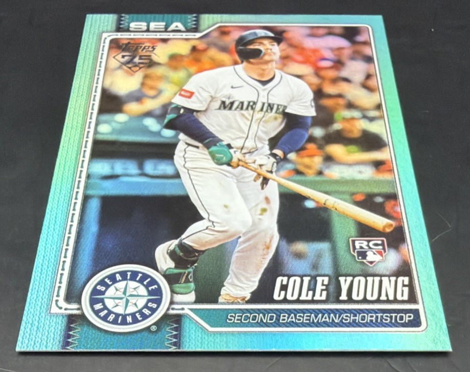 2026 Topps Series 1 #129 Cole Young Aqua Holo Foil Rookie Seattle Mariners